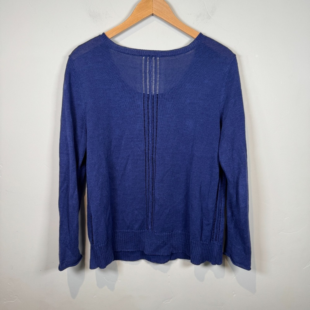 Eileen Fisher Linen Sweater‎ Size Small Purple Popover Breathable Beach Coastal - Picture 2 of 7